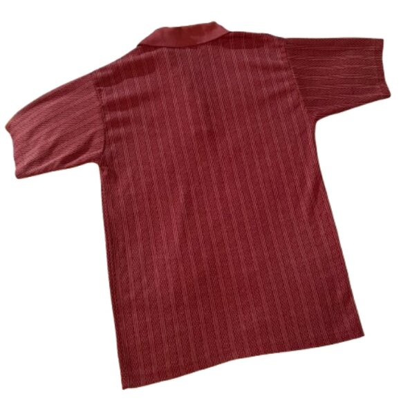 Versace Jeans Couture-Style Polo Shirt – Burgundy Textured Knit, Medusa Embroide - Picture 2 of 7